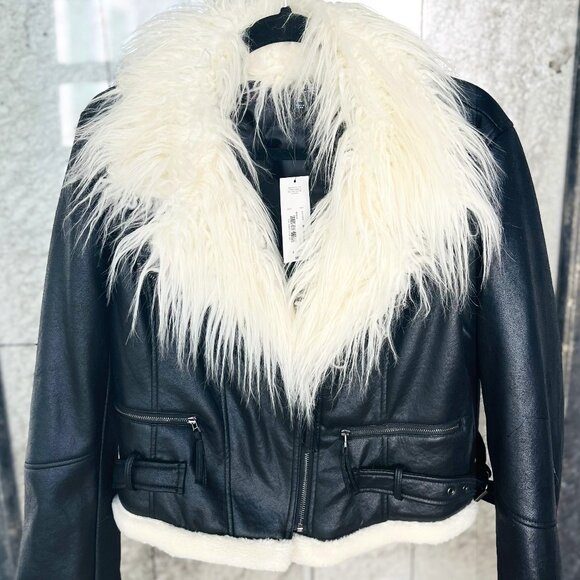 NWT- ANA Black Faux Leather Jacket - Picture 1 of 7